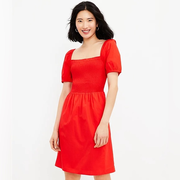 LOFT Dresses & Skirts - NWT Red Loft Smocked Dress